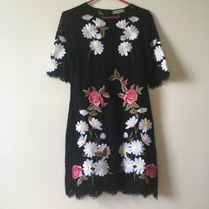 Floral Embroidered Lace Dress, Sz. M